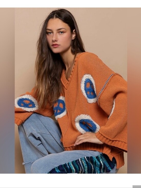 POL Sweaters - POL Peace Sign Sweater Size Medium
